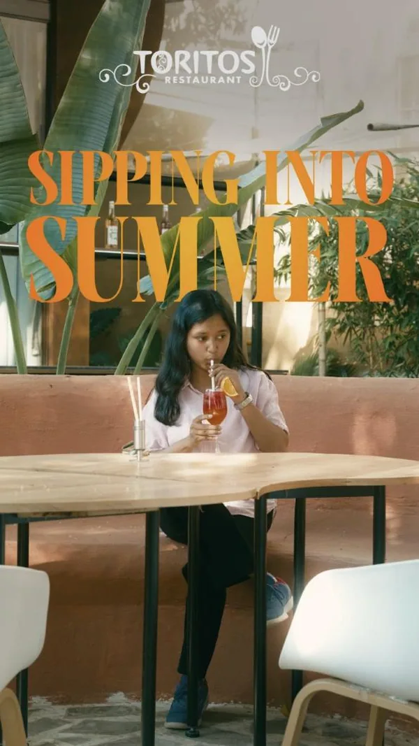 'Sipping into summer': a mocktail in the café's sun-soaked courtyard.