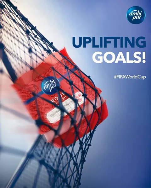 World Cup topical: 'Uplifting goals!' The gel caught in a goal net.