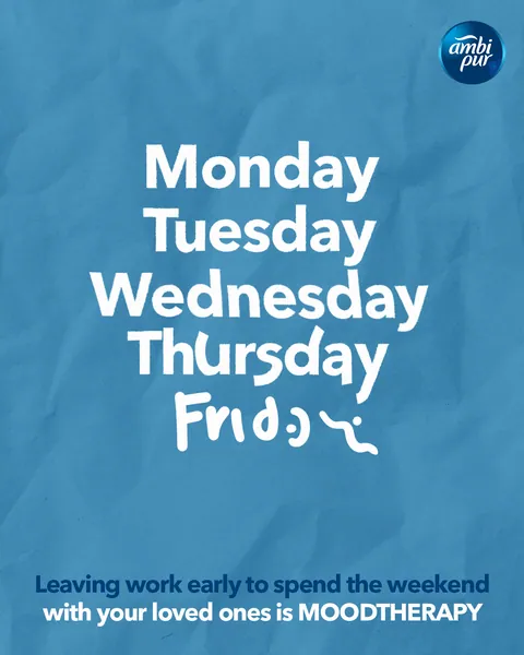 Monday to Fri— the week written out by hand, cut short for the weekend.