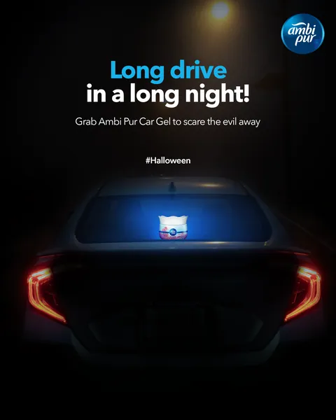 Halloween: 'Long drive in a long night', lit by tail-lights.